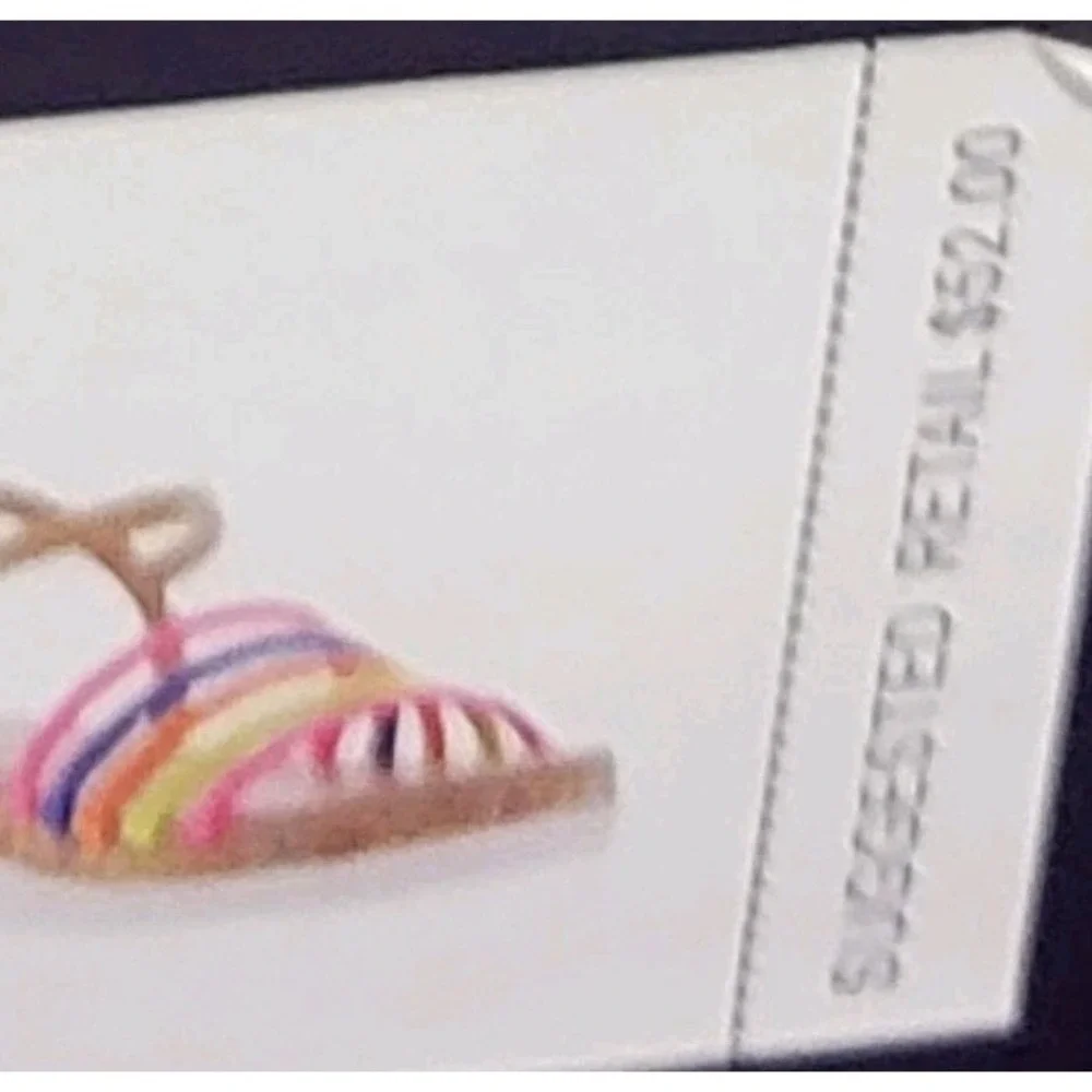 Bebe Girls size 3.5 Rainbow Multi Color Sandals Buckles On Side New BOX MSRP $52